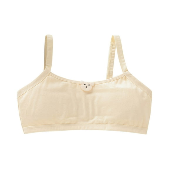 Sports Seamless Girls Sports Bra with Breathable Pads Teens Cotton Training Bras Tween Sports Bras for Girls Beige 13Y