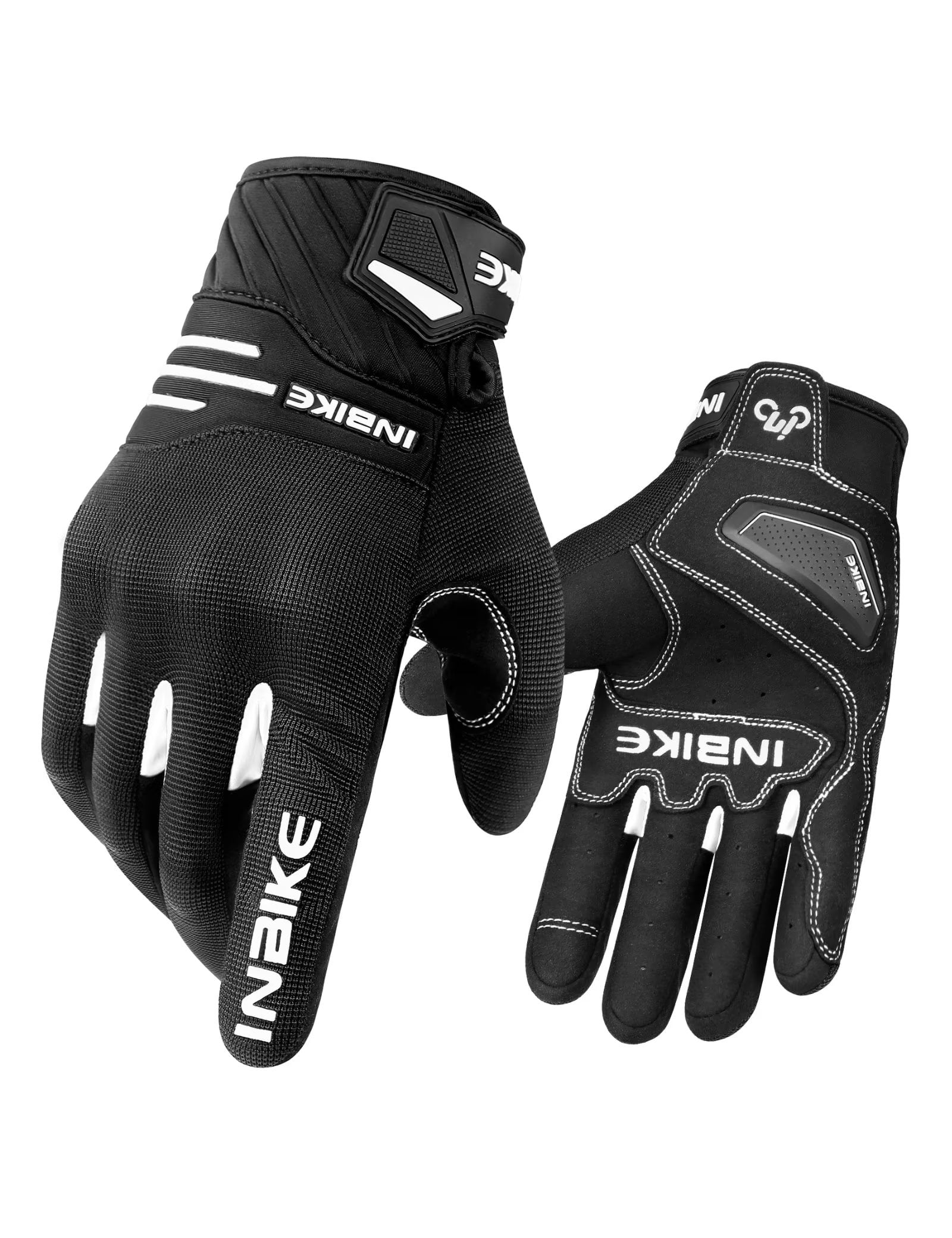 INBIKE Motorcycle Gloves MTB Touchscreen with Thicken Padded & TPR Knuckle Protection Road Bike Gloves White Medium