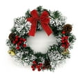 thumbnail image 3 of Corona de Navidad para puerta delantera, 8 pulgadas, Artificial, invierno, colgante, puerta delantera, ventana, corona con Pinecones, campanas, bayas, Bowknot, 3 of 5