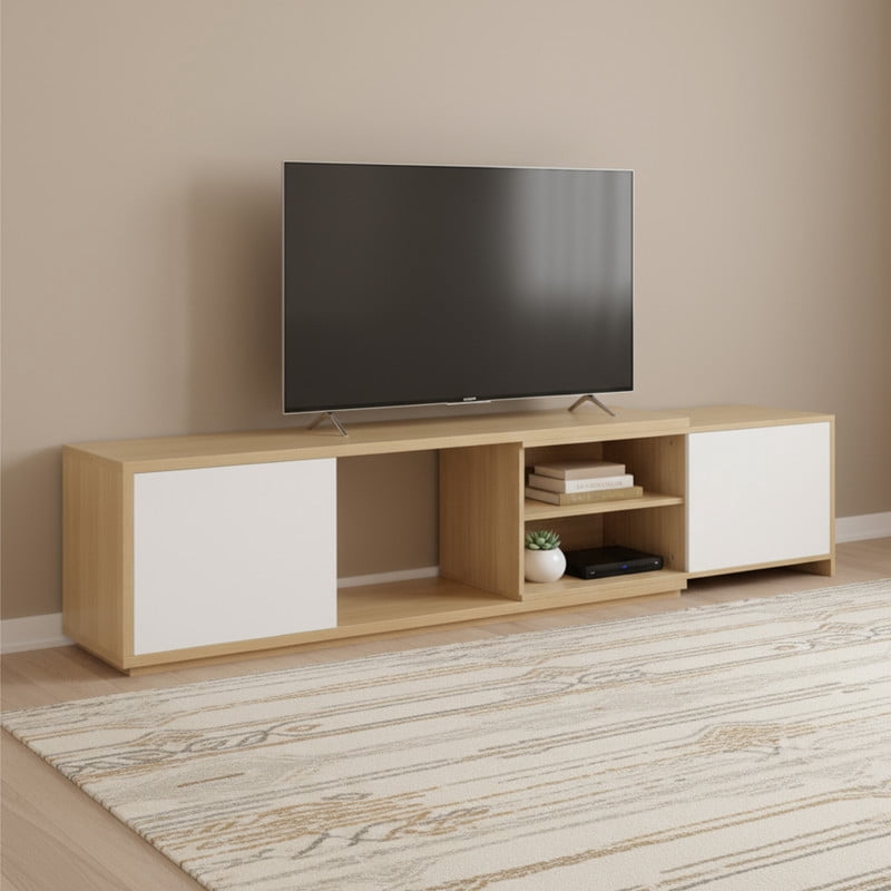 Spruce & Spring Extendable TV Stand for Large TVs up to 90 inches for Living Room