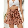thumbnail image 2 of Chiclily Summer High Waist Wide Leg Shorts for Womens Casual Loose Elastic Waist Lounge Beach Shorts with Pockets, US Size Medium, Pink Leopard, 2 of 7