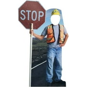 Construction Worker with Stop Sign Stand-in Life Size Cutout Standup