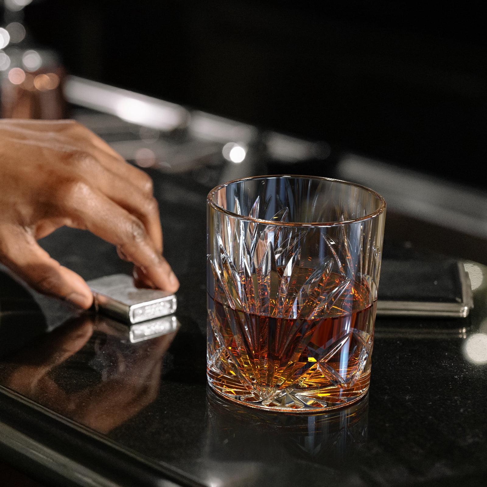 Whiskey Glasses Set of 6, 10oz Old Fashioned Crystal Bourbon Glass Rocks Glass Cocktail Tumbler Glasses Set
