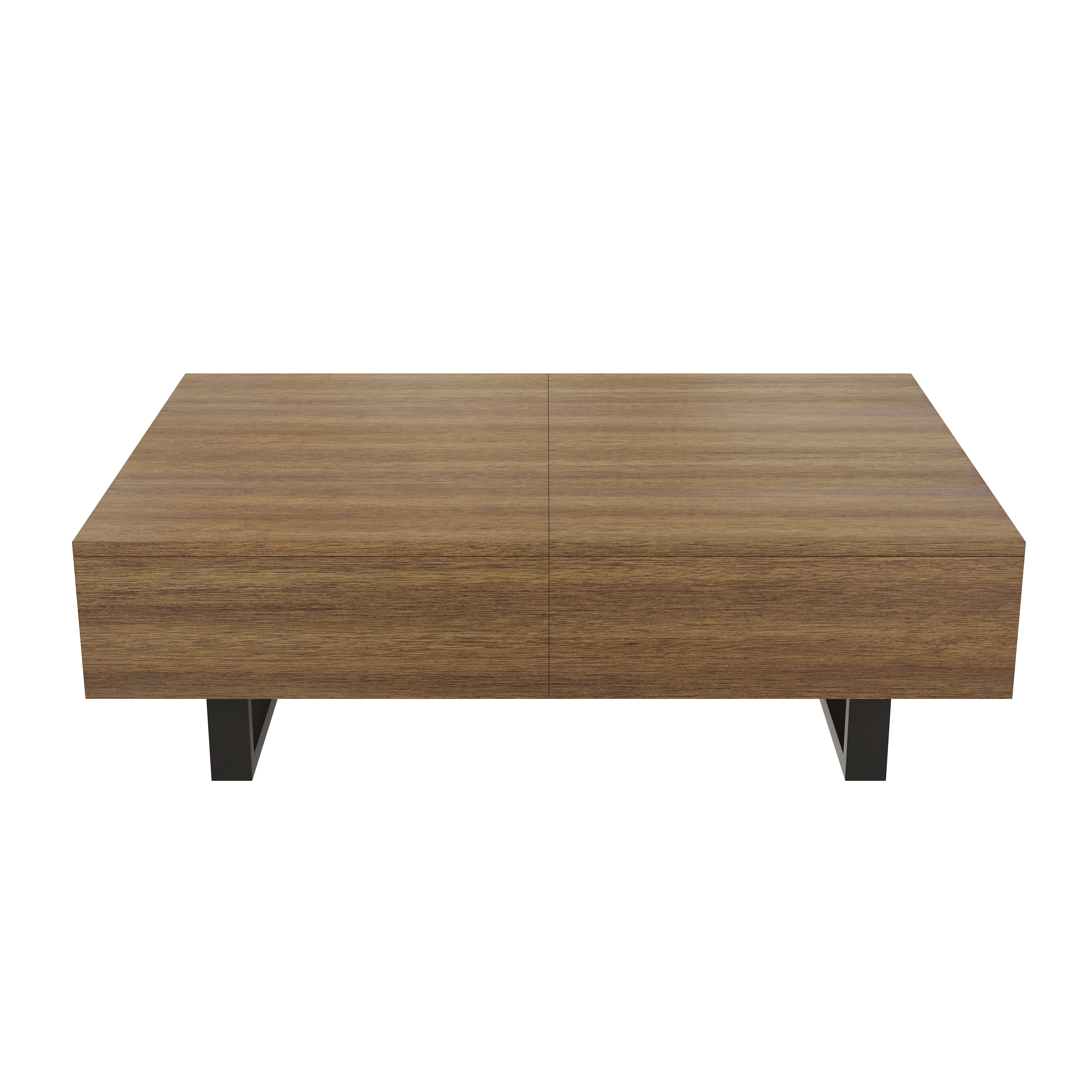 GARITIN Sliding Top Coffee Table with Hidden Storage, Expandable Wood Tabletop, Modern Mid-Century Coffee Table with Storage Compartment for Living Room, Walnut