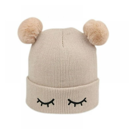 

Baby Knitted Beanie Hats Warm Caps for Baby with Double Pom Pom Toddler Beanie for Girls Boys Kids Cute Beanie Caps Soft Infant Hats Fit for 0-7 Years