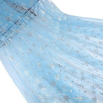 Topboutique 9.8 Ft Snowflake Organza Fabric Table Cover Silver Foil Sheer Fabric Glitter Gauze Table Runner Soft Tulle Tablecloth for Wedding Birthday Party Home Table Decor (Blue)