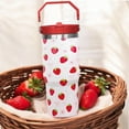 thumbnail image 6 of 30oz Strawberry Flip Tumbler With Handle Lid and Straw,Strawberry Floral Coffee Mug Cup Water Bottles,Strawberry Themed Gifts for Women，Strawberry Decor Stuff Accessories, 6 of 6