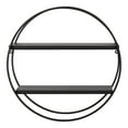 thumbnail image 5 of Kate and Laurel Sequoia Wood and Metal Round Wall Shelf, Black 24" Diameter, 5 of 10