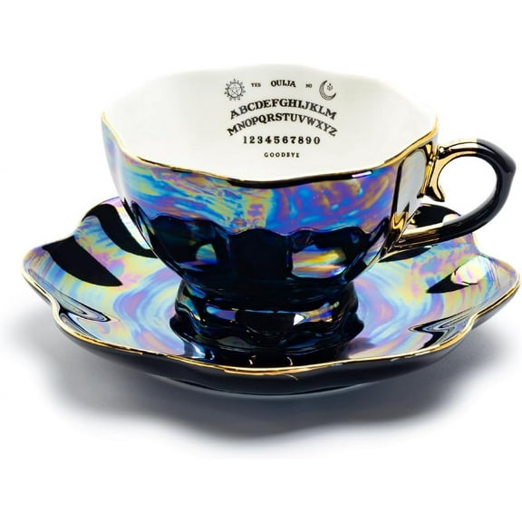 Grace Teaware Ouija Board Black Gold Luster Tea Cup and Saucer