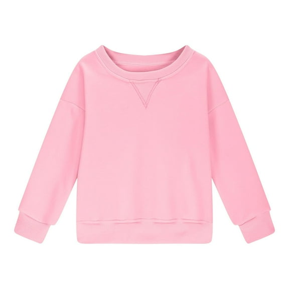 Generic Girls Sweatshirt Crewneck Oversized Cute Trendy Long Sleeve Shirts School Youth Teen Clothes Sweatshirts for Girls Cute Fall Clothes(5-6 Years,Pink)