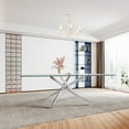 thumbnail image 4 of 78" Rectangular Glass Dining Table for 6 People, Modern Tempered Glass Kitchen Table with X-Shaped Stainless Steel Legs, Dining Table for Dining Room, Living Room, Office, 4 of 7
