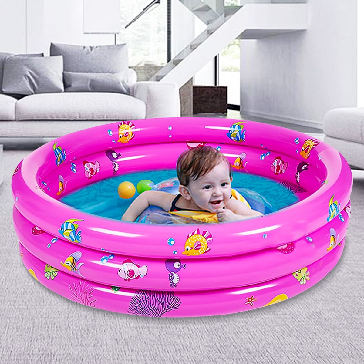 150cm 60" Inflatable Swimming Pool Ball Pit Baby Kids Outdoor Indoor Party Pink 