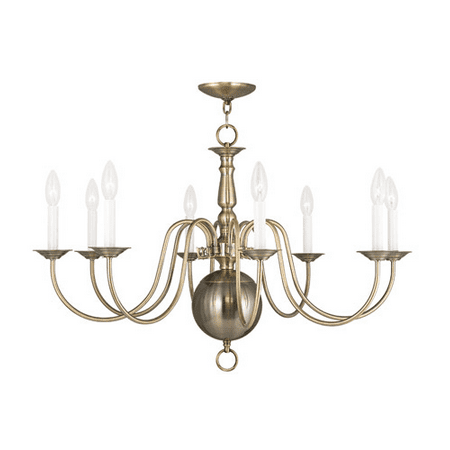 

Chandeliers 8 Light Williamsburg With Antique Brass size 32 in 480 Watts - World of Crystal