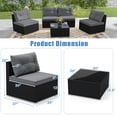 thumbnail image 4 of Topbuy 5 Pieces Outdoor Patio Furniture Set Sectional PE Rattan Sofa Set with Cushions and Tempered Glass Coffee Table Gray, 4 of 9