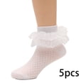 thumbnail image 2 of LYMAYTER 5 Pack Toddler Dress Socks Summer Kids Girls Ruffle Ankle Socks Mesh Princess Dress Socks 1-13Y, 2 of 7
