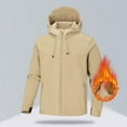 thumbnail image 2 of Timoontee Men's Cold Weather Coats Fall Winter Fleece Lined Warm Jackets Relaxed Fit Long Sleeve Hooded Jacket Fashion Casual Solid Pocket Jacket Khaki XXL, 2 of 9