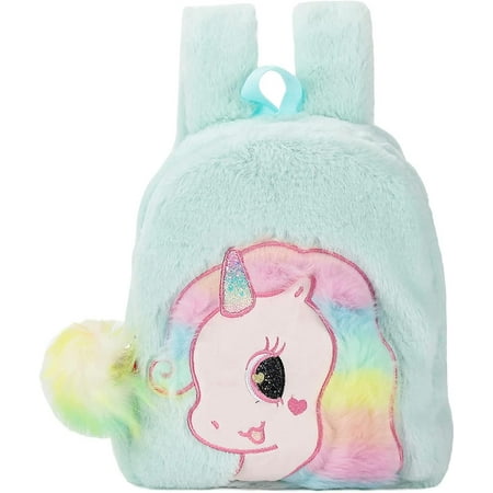 Kids Unicorn Backpack for School Furry Cartoon Preschool Backpack Small Backpack for Girls Green Walmart