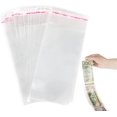 thumbnail image 1 of LOMIMOS 100pcs Cake Money Box Transparent Bag,Resealable Cellophane Adhesive Self-Sealing Clear Plastic Packing Bag for Birthday Wedding Party Decoration,3.1X7.5in, 1 of 8
