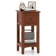 thumbnail image 1 of Gymax Nightstand 3-Tier Bedside Table w/ Open Storage Shelf & Narrow Side Table Brown, 1 of 7