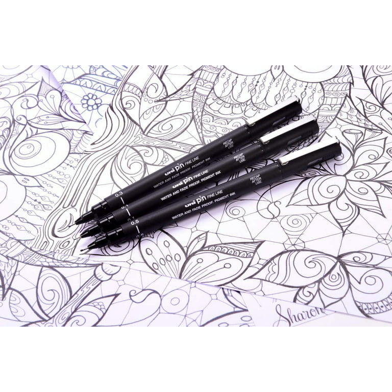 Uni Pin Fine Line , Water and Fade Proof Pen pigment Ink Black 