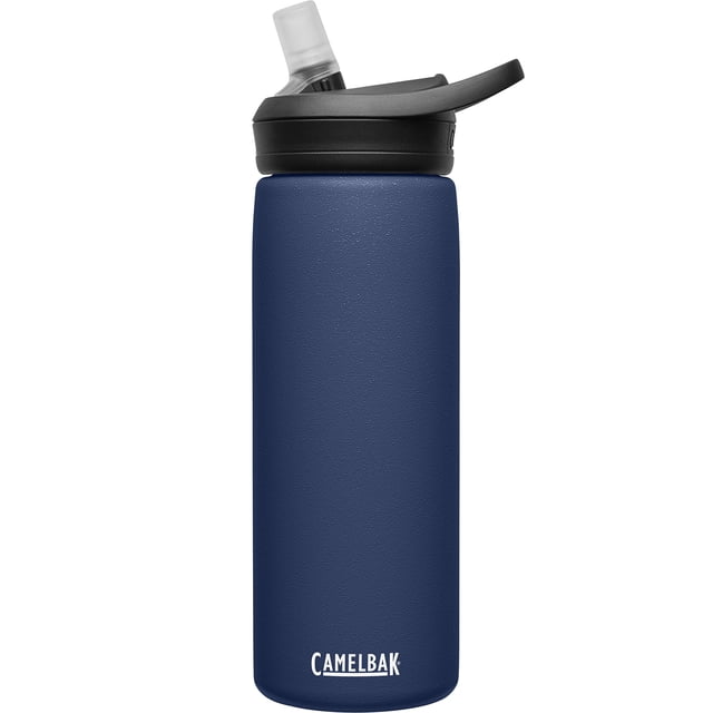 CamelBak eddy+ Botella de agua con pajita de 20 oz - Acero inoxidable aislado, azul marino