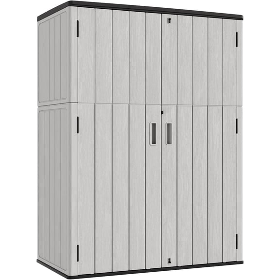 57 Cu Ft Outdoor Storage Cabinet, Waterproof Vertical Shed for Patio, Garden & Deck