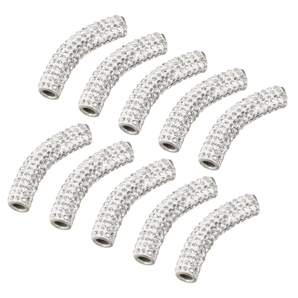 10pcs Delicate Clay Diamond Charm Creative Handmaking Tube Bent Bent Tube Perlas espaciadoras sueltas para bricolaje pulsera collar joyería (blanco)