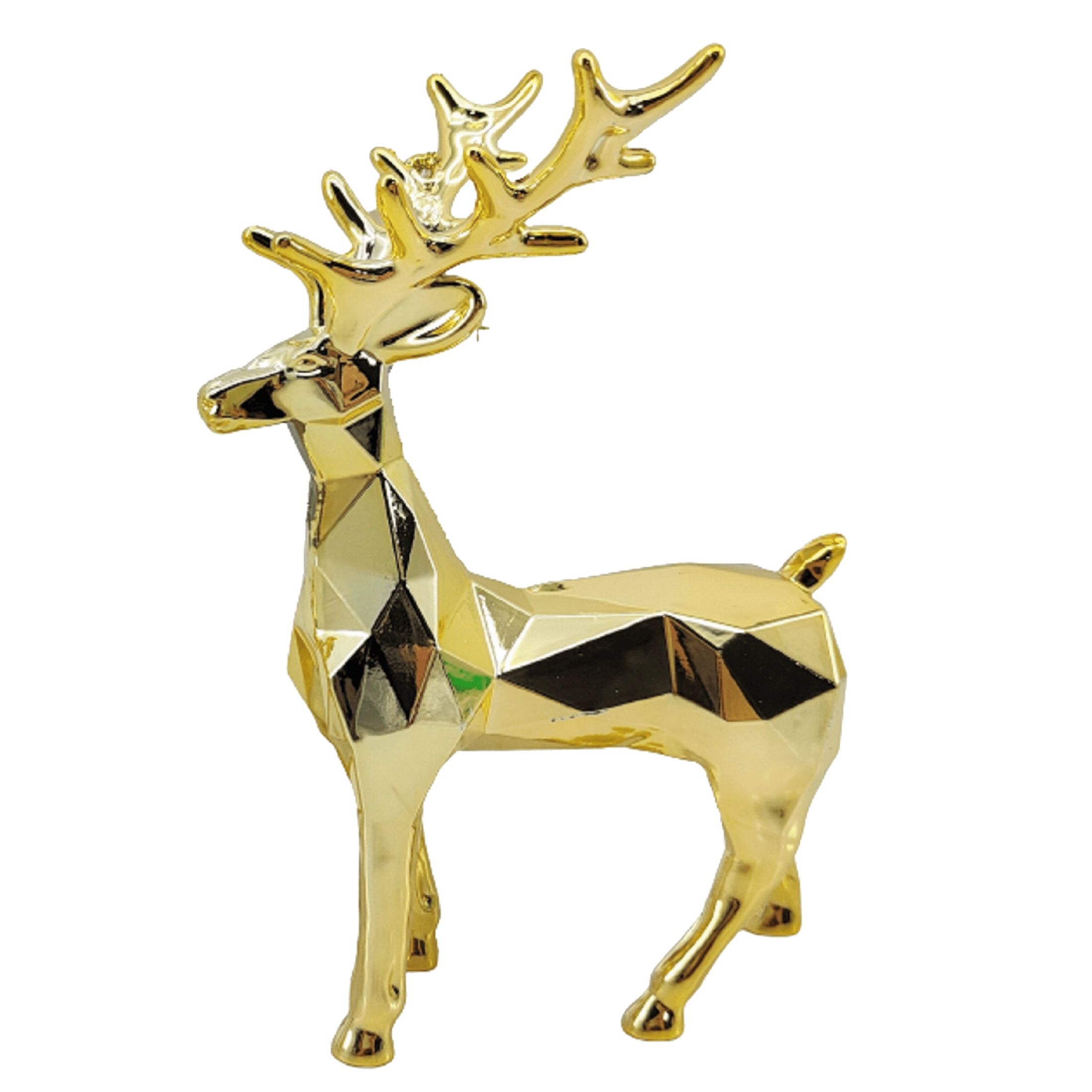 Holiday Time Gold Reindeer Ornament. Gold & Silver Theme. Gold Plated Plastic Reindeer Ornament