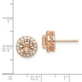 thumbnail image 2 of 925 Sterling Silver Rose-tone Round Peach Cubic Zirconia Halo Post Earrings 9.9x9.95mm Wide Stud Earring for Women, 2 of 2