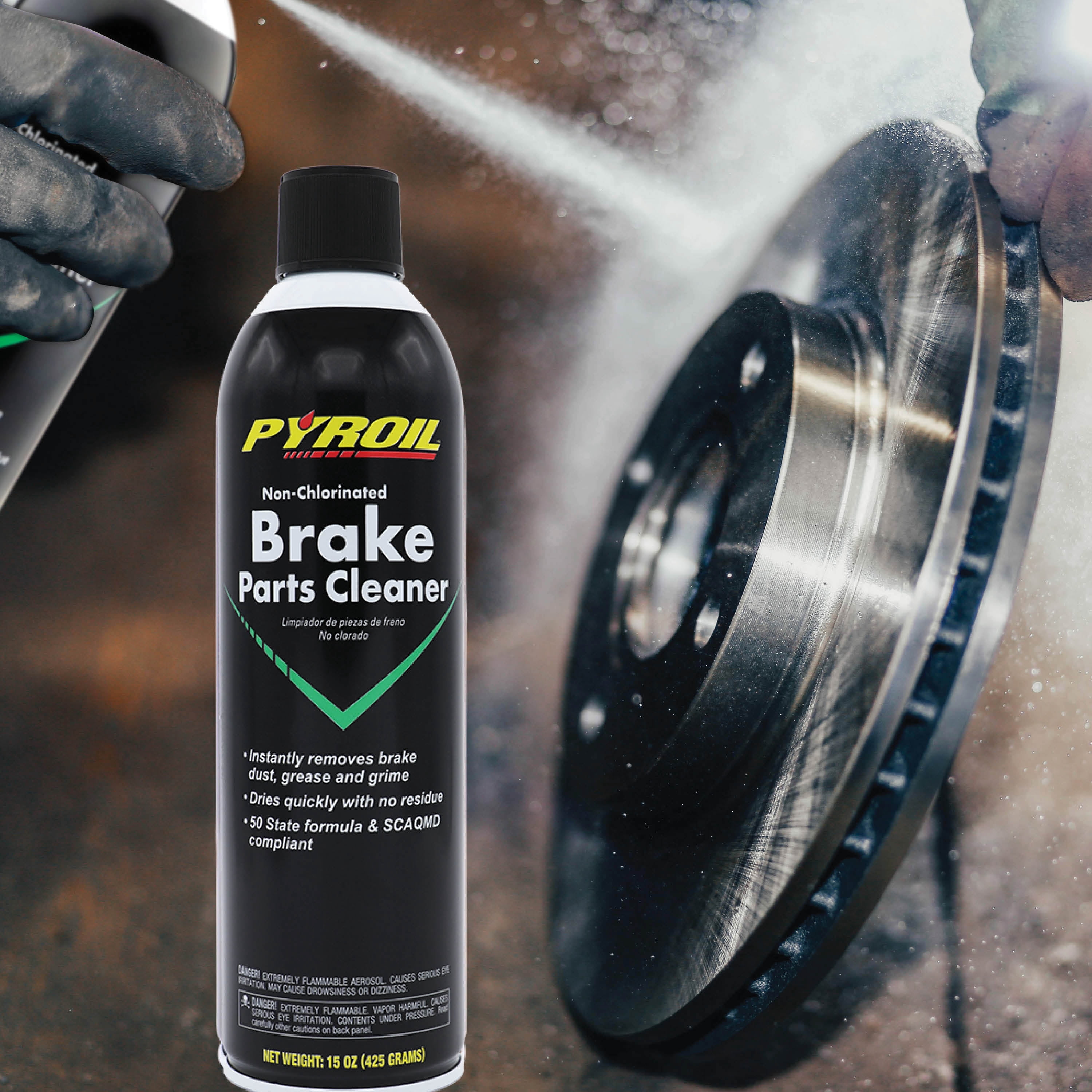 (2 pack) Pyroil Brake Parts Cleaner, Fast-Drying Non-Flammable for Cars, Trucks, Motorcycles, 15 oz