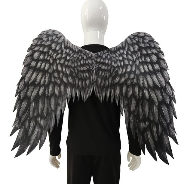 Grandes alas de ángel para adultos, accesorios para disfraces de hadas, alas decorativas, tela no tejida, impresa para fiestas, Halloween, carnaval, M , negro