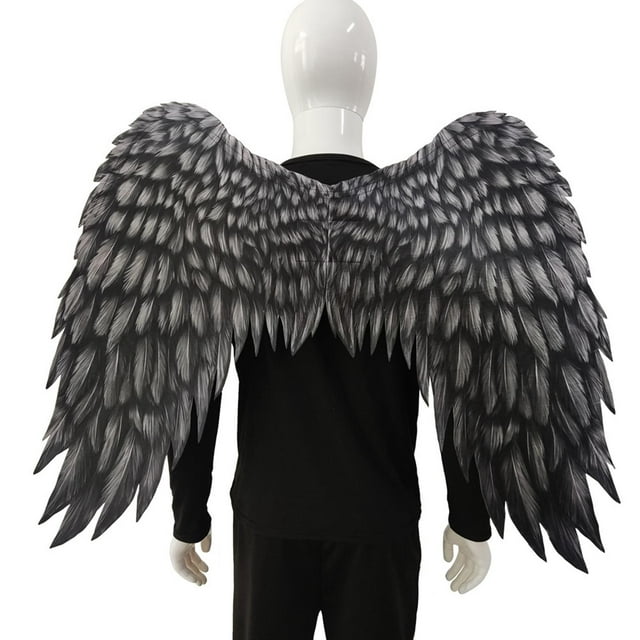Grand Angel Accessoire de Costume Déguisement Cosplay Tissu Non Tissé Imprimé pour Noir