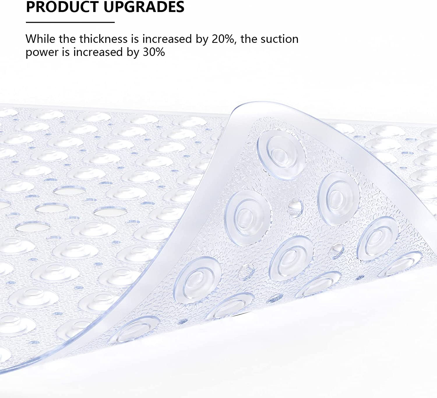 Dnzzs Square Shower Mat 21 x 21 inch for Shower Stall Floors Bathtub Mat  Non Slip Firm Grip Bathroom Mat with Over 160 Strong Suction Cups Clear  Gray 