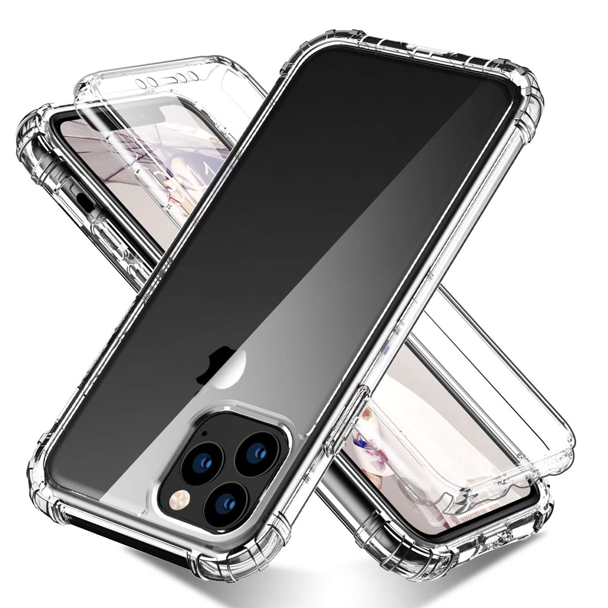 Crystal Clear Built in Screen Protector Heavy Duty Crystal Clear Hard Protective Case with Shockprook TPU Bumer and Rugged PC Back Armor Cover for iPhone 6.5 2019 AMENQ Case for iPhone 11 Pro Max, 