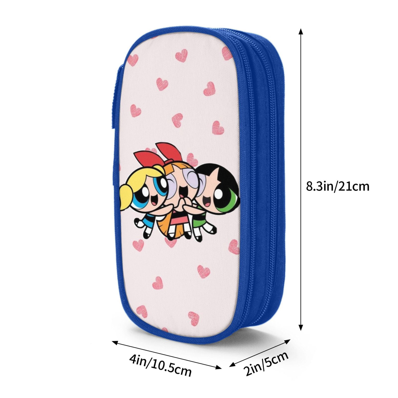 The Powerpuff Gi-rls Pencil Case Large Capacity Pencil Pouch Pen Bag Office Stationery Organizer Travel Makeup Bag Blue