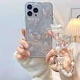 thumbnail image 5 of Compatible for iPhone 12 Case Cute Butterfly Pattern Clear Design Aesthetic Women Teen Girls Glitter Pretty Crystal Sparkle Sparkly Phone Cases Protective Cover+Butterfly Chain, 5 of 7
