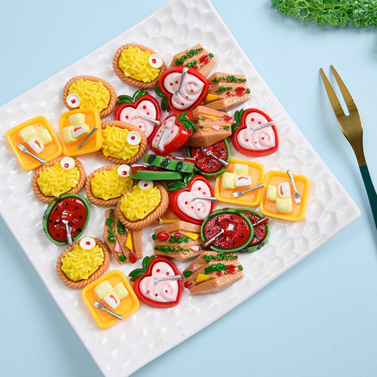 Anvazise 10Pcs Resin Charms Simulation Flat Back 3D Fries Sandwich Fruit  Smoothie Decorative Crafts Cute Dessert Food Charms Phone Case Hairpin DIY  Accessories Party Favor Random Color Fruit 