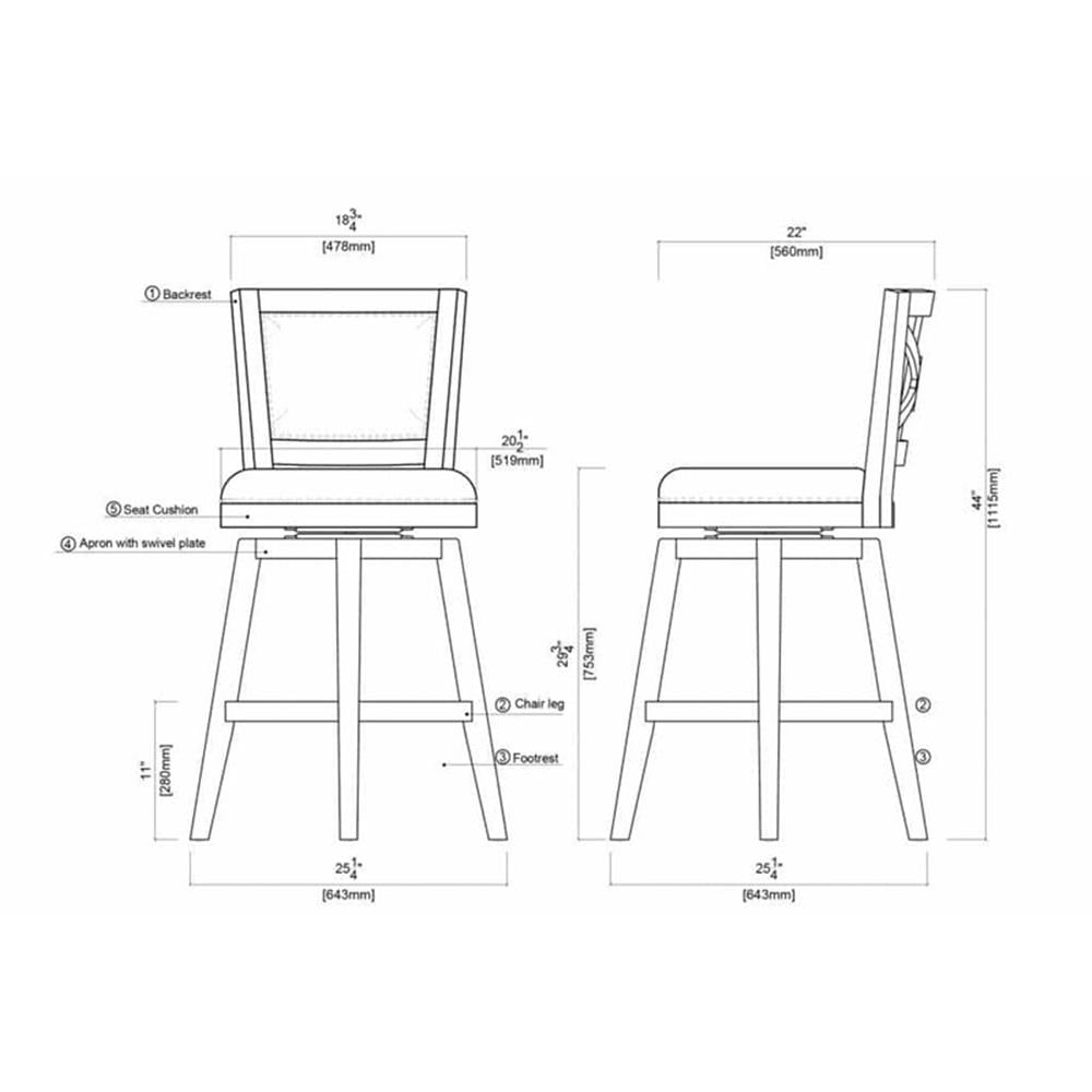 Boraam Broadmoor Wood Kitchen Swivel Bar Stool - Cherry Finish