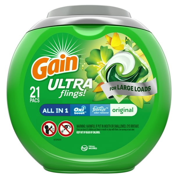 Gain Ultra Flings Original, 21 Ct Laundry Detergent Pacs