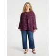 thumbnail image 4 of Terra & Sky Women's Plus Long Sleeve Peasant Blouse, Size 0X - 5X, 4 of 5