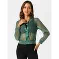 thumbnail image 4 of DARING DIVA Mesh Sheer See Through Long Sleeve Zip Up Bomber Jacket S Green, 4 of 6
