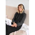 thumbnail image 4 of Oudiya Women Long Sleeve Nightgown Cotton Hooded Night Shirt Contrast Color Full Length Loungewear with Pocket, S-4XL, 4 of 7