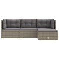 thumbnail image 2 of vidaXL 4 Piece Garden Lounge Set with Cushions Grey Poly Rattan, 2 of 5