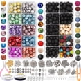 thumbnail image 1 of EuTengHao 1146Pcs Lava Beads Round Loose Marble Beads Ink Patterns Chakra Beads with Spacer Beads Pendants Jewelry Findings for Adult DIY Bracelet Necklace Earring Jewelry Making Crafts, 1 of 7