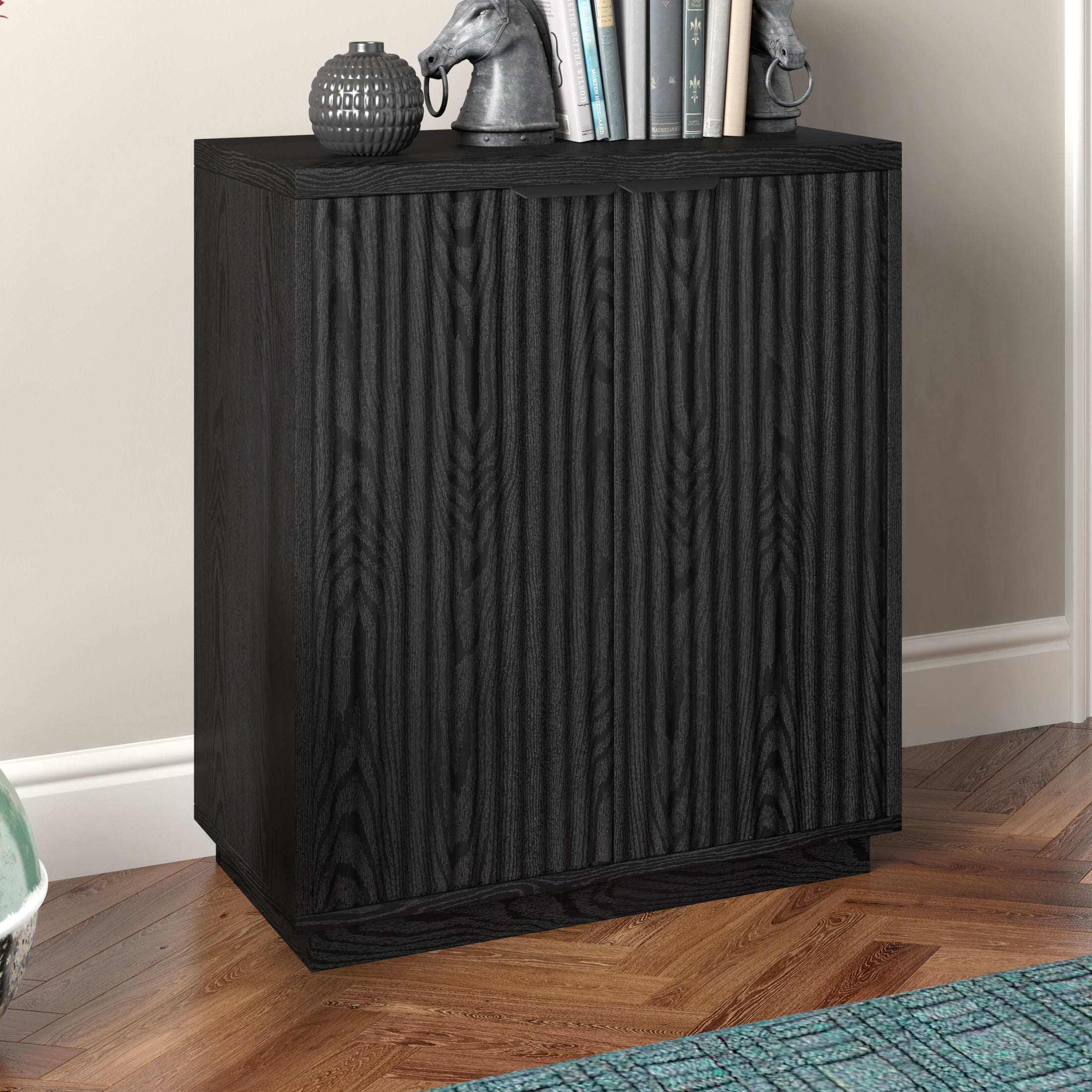 Evelyn&Zoe Modern/Contemporary 28" Wide Black Grain Accent Cabinet
