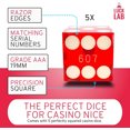 thumbnail image 4 of Grade AAA 19Mm Casino Dice with Razor Edges and Matching Serial Numbers Set of 5, 4 of 5