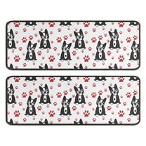 Kitchen Rugs Sets Of 2,Boston Terrier Puppy Dog Anti Fatigue Kitchen Mat Rugs Non Slip Washable,Decorative Kitchen Floor Mats for Kitchen,Sink,Laundry,17"x47" 17"x47"