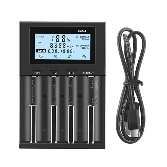 4 Bay Digital Battery Charging 4 Independent Slots For 18650 26650 22650 Cells