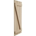 thumbnail image 3 of Ekena Millwork 16 1/2"W x 32"H Rustic Three Board Joined Board-n-Batten Sandblasted Faux Wood Shutters w/Z-Board (Per Pair), Primed Tan, 3 of 10