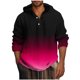 thumbnail image 1 of Blusa de manga larga con capucha para hombre, estilo informal, con botones, estampado degradado, de poliéster, 1 of 4